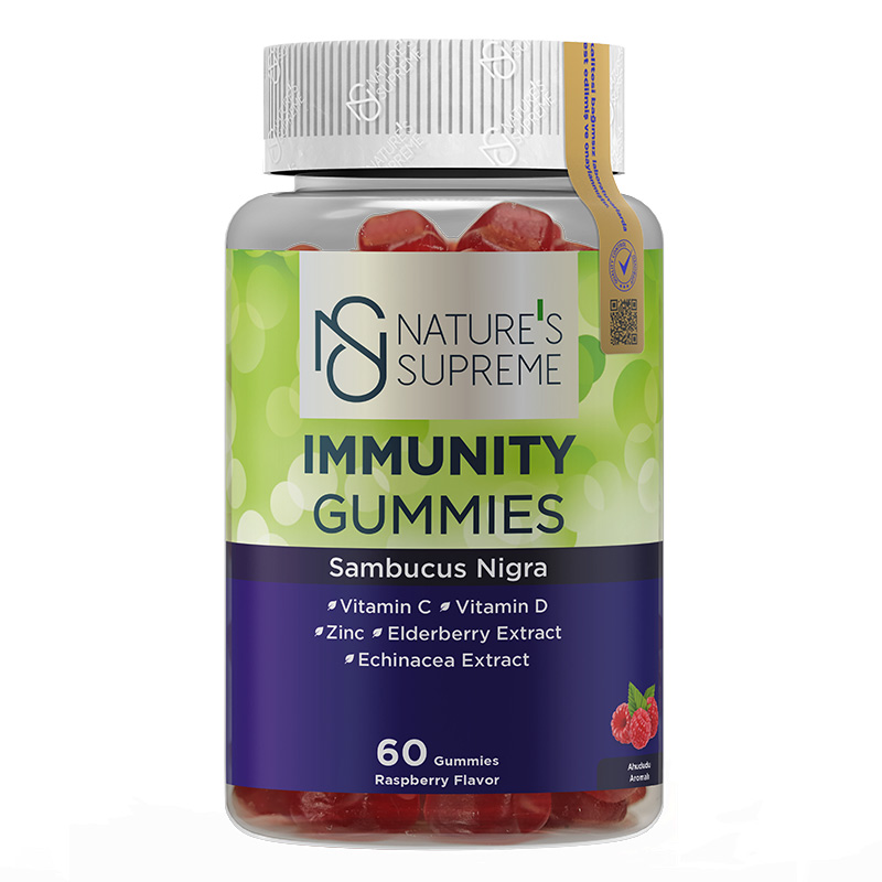 NATURE'S SUPREME Immunity Gummies — 60 жевательных пастилок — Упаковка — лицевая сторона