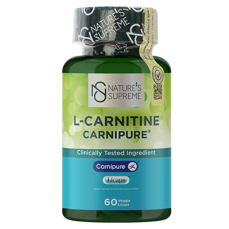 NATURE'S SUPREME L-Carnitine Carnipure — 60 капсул с жидким содержимым — Упаковка — лицевая сторона