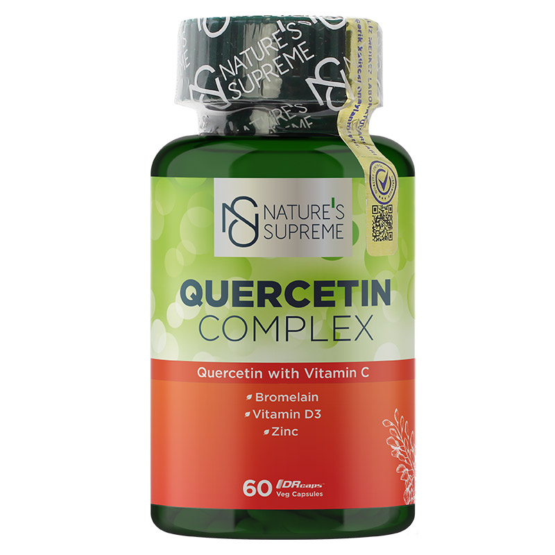 NATURE'S SUPREME Quercetin Complex — 60 растительных капсул — Упаковка — лицевая сторона