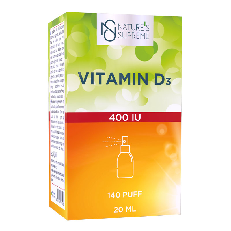 NATURE'S SUPREME Vitamin D3 Spray & Drop 400 IU — 20 мл — Упаковка — лицевая сторона