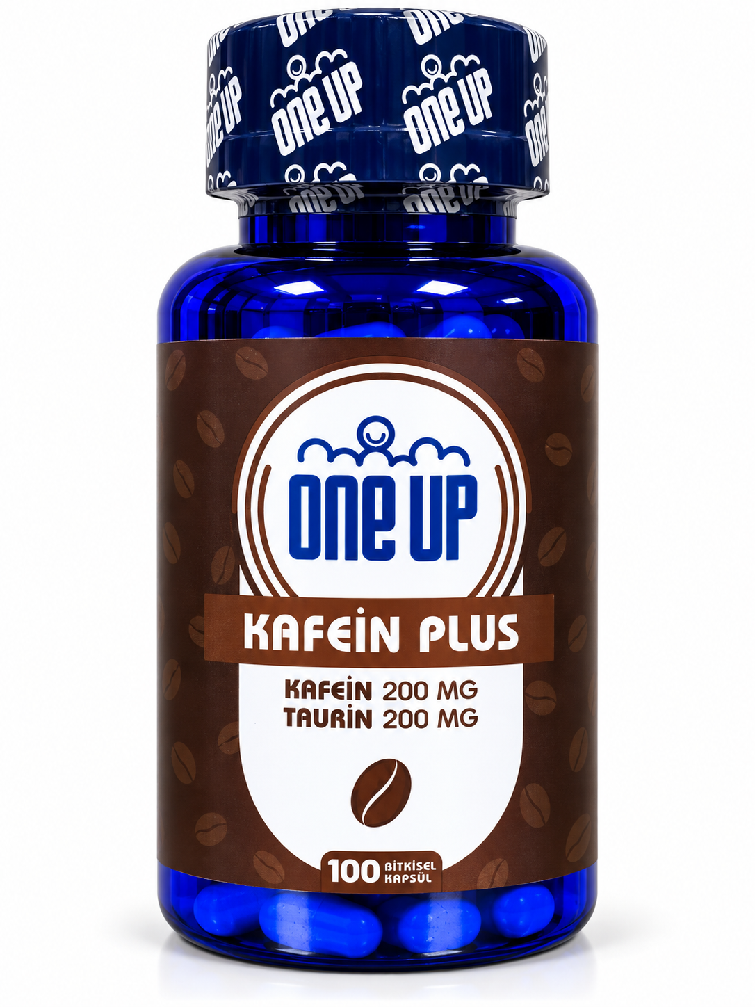ONE UP Kafein Plus — кофеин + таурин, 100 капсул — Упаковка — лицевая сторона