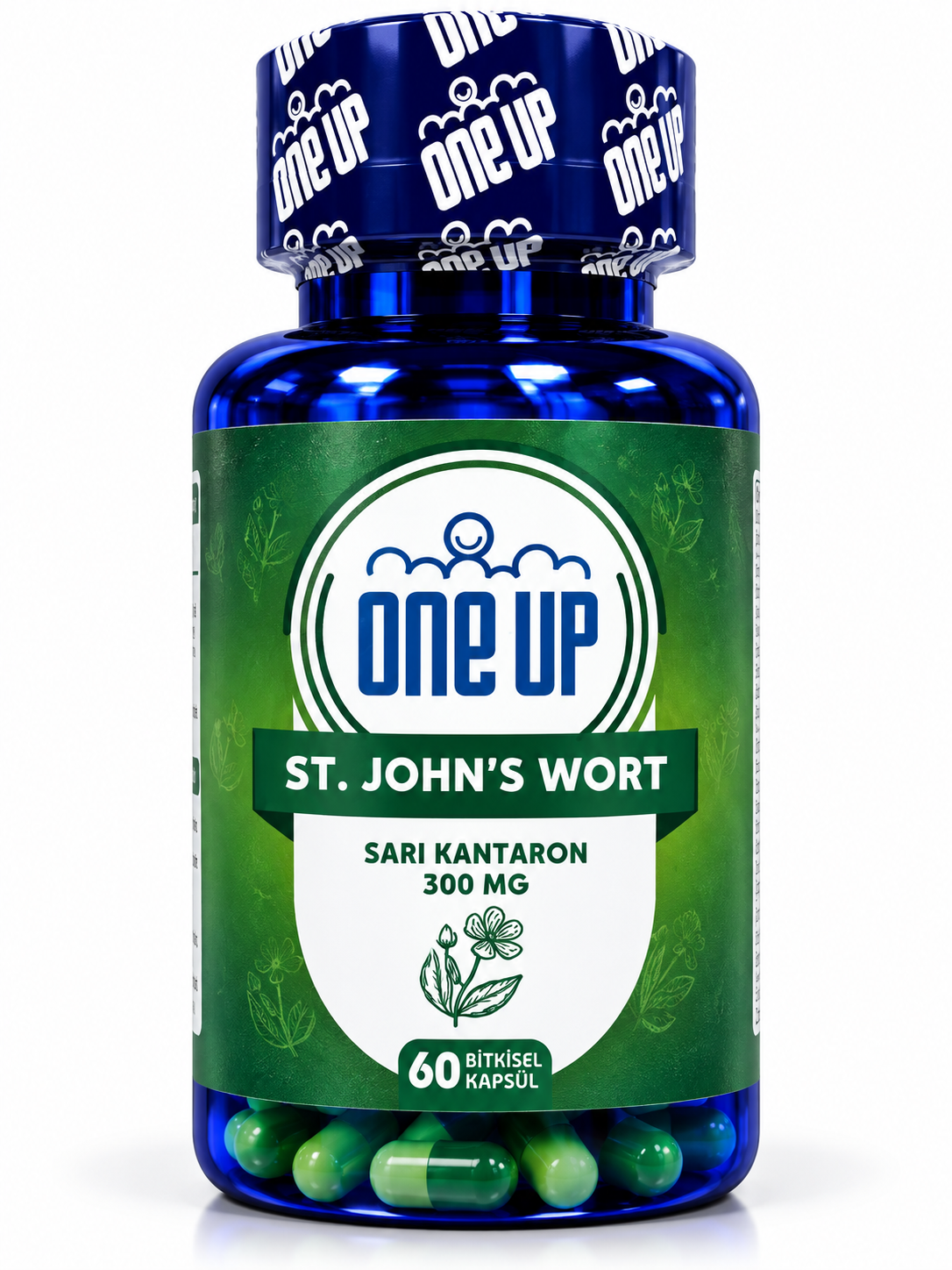 ONE UP Зверобой St. John’s Wort 300 мг — 60 капсул — Упаковка — лицевая сторона