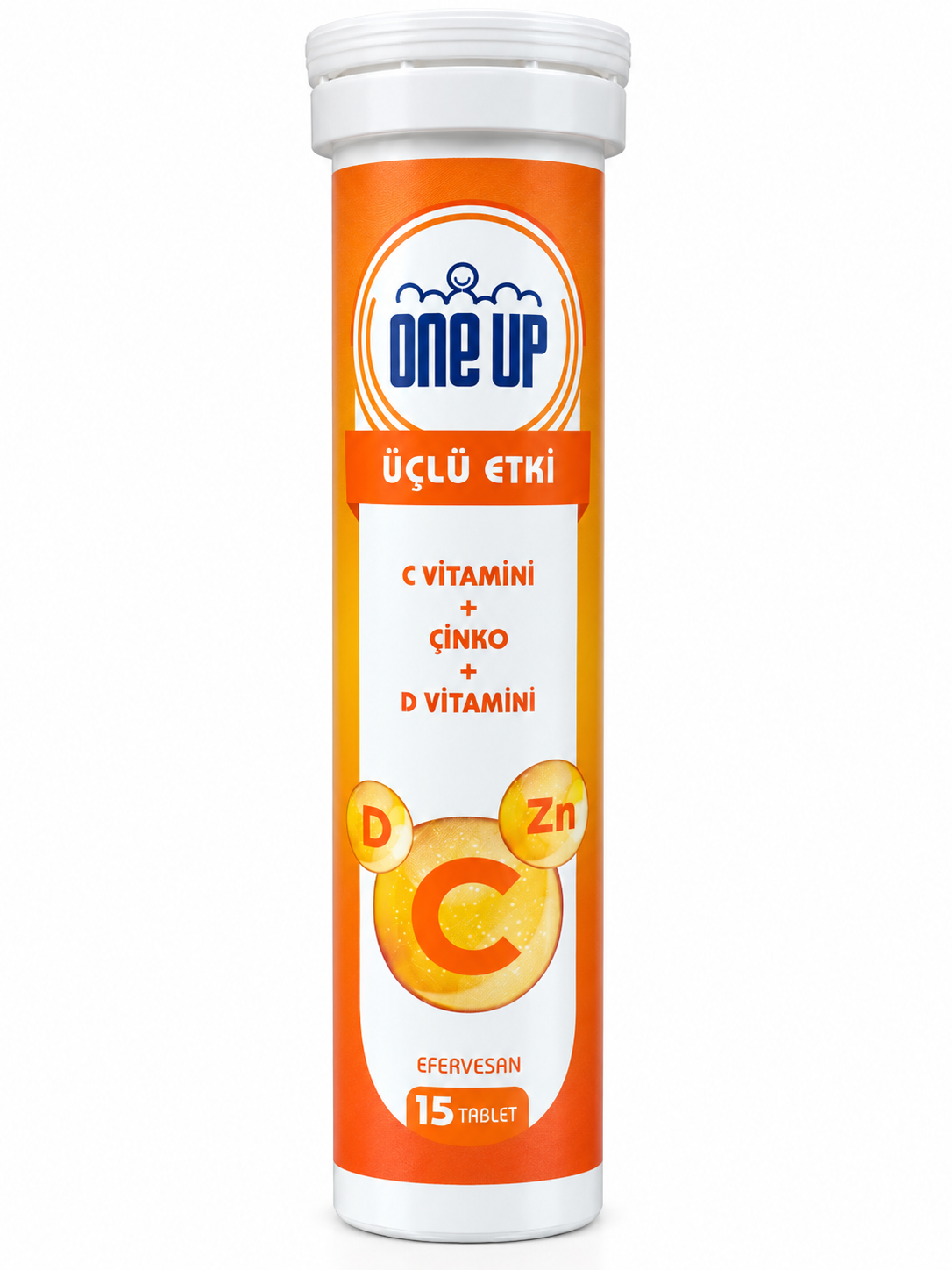 ONE UP Triple Effect C + Zinc + D3 — 15 шипучих таблеток — Упаковка — лицевая сторона
