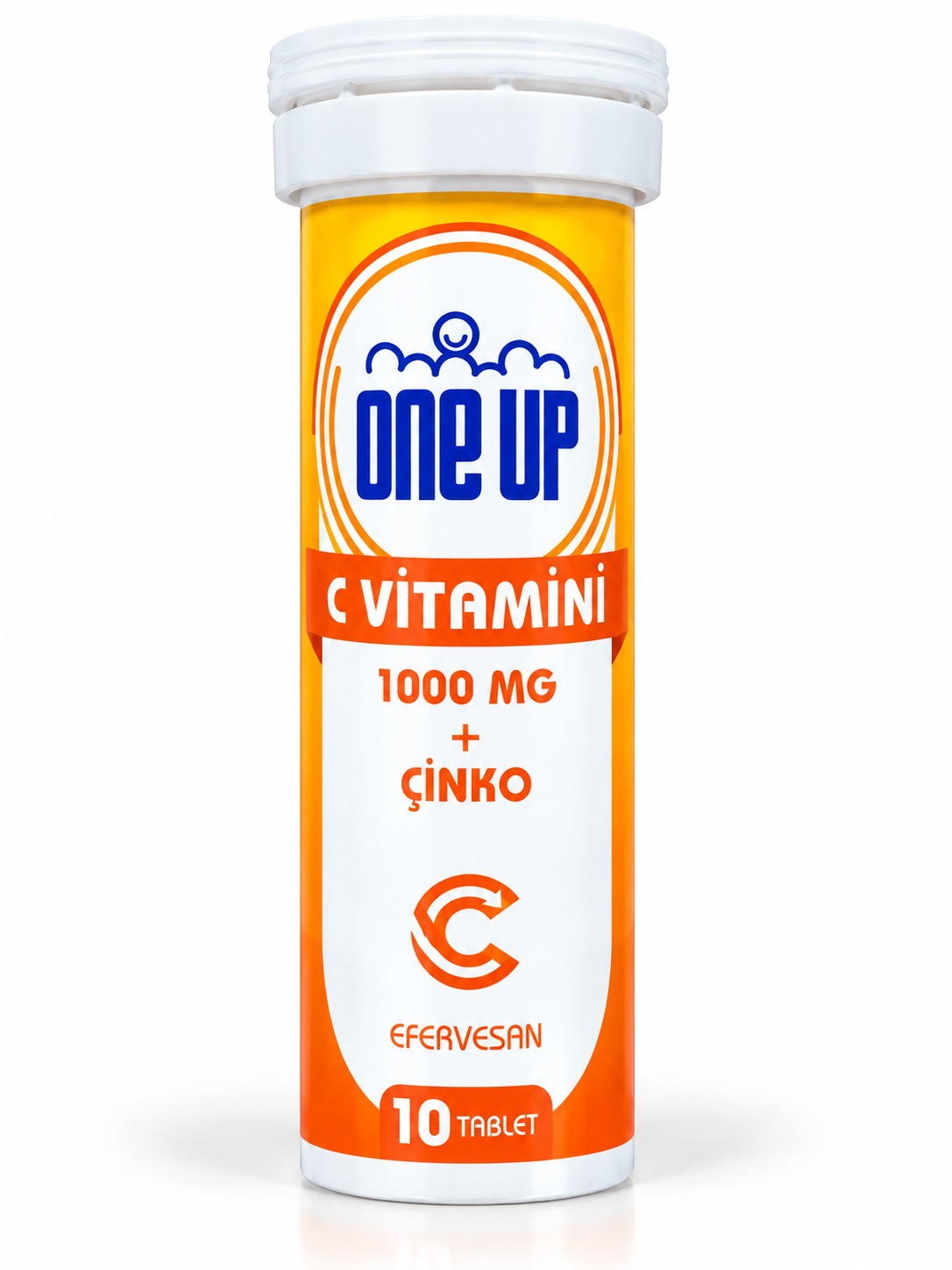ONE UP Витамин C 1000 мг + Zinc — туба 10 таблеток — Упаковка — лицевая сторона
